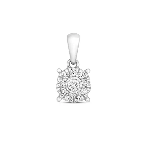 0.15ct Diamond Brilliant Illusion Pendant - 9ct White Gold